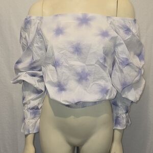 Levi's White and Purple Off-Shoulder‎ Blouse